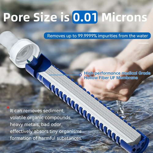 Purewell Water Filter Container BPA Free Outdoor Filtered Water Bag,Collapsible Squeeze Filtered Water Bottle for Sport Camping and Hiking(2PCS Blue)