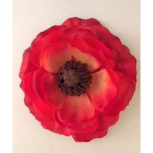 Classic Ranunculus Artificial Flower Hair Clip/Pin Brooch (Red)