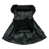 DOGGIE DESIGN Black Wool and Black Fur Dog Harness Coat (L)