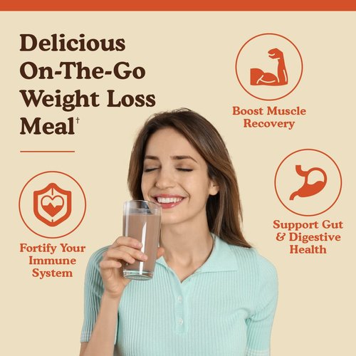 BBfL Meal Replacement Shakes, 15g Protein, Organic Whey Protein Powder, Apple Cider Vinegar, Digestive Enzymes, All in One Shake for Women & Men (10 Servings, Cocoa Cream)