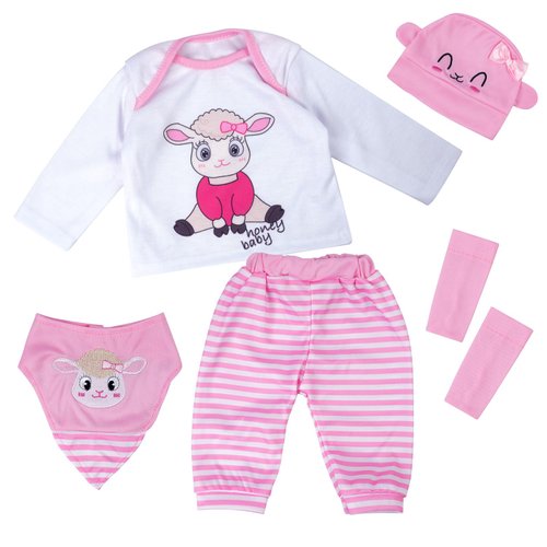 BABESIDE 5 PCS Reborn Baby Doll Clothes 20 Inch Outfit Accessories Set for Reborn Baby Dolls 17-22 Inch Baby Dolls Girls Baby Clothing with Hat,Pink