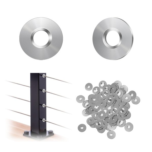 40Pack Cable Railing Kit Adhesive Sleeves for 1/8" 5/32" Wire Rope, T316 Stainless Steel Cable Railing Hardware for Protect Metal Post, Concealing Rope Holes for Deck Stair Railing, Silver