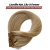 Licoville Clip in Human Hair Extensions 20 Inch Balayage Dark Brown with Bleach Blonde Highlight Real Hair Extensions Clip ins Human Hair 70g 5pcs Silky Blonde Hair Extensions Clip in for Women