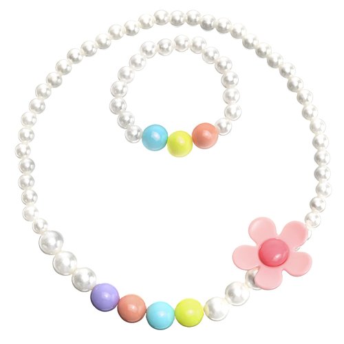 18 Pieces Girl Beaded Necklace Bracelet Colorful Kids Play Jewelry Princess Costume Jewelry Gift Party Favors Dress Up Jewelry for Little Girl Toddler