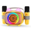 BIGASUO Karaoke Machine for Kids, Mini Portable Bluetooth Speaker with 2 Wireless Microphones and LED Lights, Kids Toys Ideal Gifts for Girls & Boys Birthday Home Party