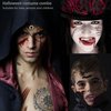 4Pairs Vampire Teeth+6 Sheets Oversized Fake Tattoos,Halloween Vampire Cosplay set Vampire Fangs Bloody Wound Temporary Tattoo for Women Men Kids Halloween Party Cosplay