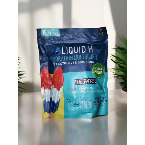 Liquid H -Premium, Energy Hydration Multiplier Powder Packets - Sugar Free - Firecracker Popsicle Flavor - Electrolyte Drink Packets Mix | Single-Serving Sticks |16 Servings| Keto-Friendly.