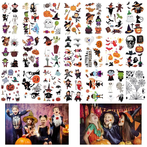 50 Sheets Halloween Temporary Tattoos for Kids, EBANKU Ghost Monster Pumpkin Halloween Tattoo Design for Kids Children Halloween Party Cosplay Costumes(400 Patterns)