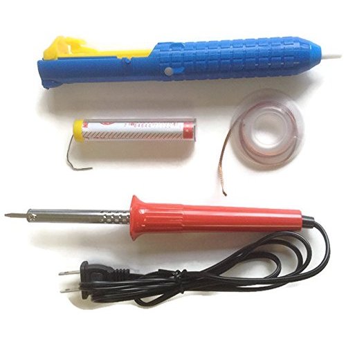 40W Professional Soldering Iron Kit (Soldering Iron 40W + 7' (7 Feet) Soldering Wire 60/40 rosin core + 5' (5 Feet) Solder wick 0.1" thickness + Desoldering Pump)
