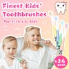 Dingion 24 Pieces Kids Toothbrush Children Manual Toothbrush Set Soft Bristles Contoured Bristles for Age 3 and Above Boys Girls Cute Colorful Toothbrush