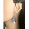 Wavy Leaf on Sterling Silver Dangle Earrings Bohemian Boho
