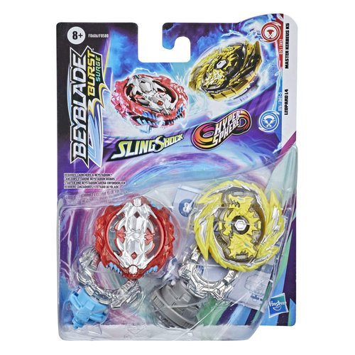 Beyblade Burst Surge Dual Collection Pack Hypersphere Master Kerbeus K5 and Slingshock Leopard L4 Spinning Top Toys - 2 Battling Game Tops
