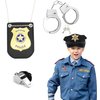 Police Badge Police Pretend Play Toy Set for Metal Handcuffs with Key American Flag Waving Lapel Pins Whistle Halloween NYPD Police Deputy Badge Dress Up Pretend Play Accessory Black