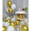 300 Pack Gold and White Balloons + Gold Confetti Balloons - 12 Inch for Birthday Party, Wedding, Baby Shower, Graduation - White and Gold Balloons Decorations