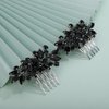 Teyglen Rhinestone Bride Wedding Hair Comb Bridal Crystal Headpiece Silver Delicate Hair Piece Decorative Hair Accessories Black Crystal Side Comb for Women Girls (Black)
