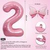 40 Inch Pink Number 2 Balloon & Mini Bow Balloon for Girl Birthday Party Decorations, 2nd Birthday Party Decorations Pink Theme Party Balloons Decorations Supplies