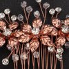 Teyglen Wedding Hair Comb Bridal Flower Rhinestone Hair Comb Headband Gold Silver Crystal Hair Pieces Vintage Headpieces Hair Jewelry for Bride Women Girls (Rose Gold)