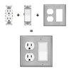 [2 Pack] BESTTEN 2-Gang Combination Metal Wall Plate with Protective Film, 1-Duplex/1-Decor, Corrosion-Resistant Stainless Steel Outlet and Switch Cover, Standard Size, Brushed Finish
