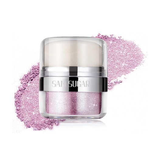 Kyannkara Glitter Body Highlighter Powder Body Shimmer Sparkle Face Highlighter Powder for Face Eyes Body Glow Makeup With sponge head（04#）