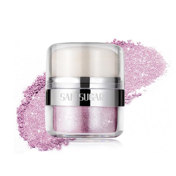 Kyannkara Glitter Body Highlighter Powder Body Shimmer Sparkle Face Highlighter Powder for Face Eyes Body Glow Makeup With sponge head（04#）