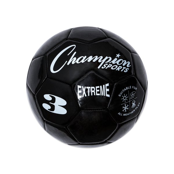 Champion Sports Extreme Series Soccer Ball, Size 3 - Youth League, All Weather, Soft Touch, Maximum Air Retention - Kick Balls for Kids Under 8 - Competitive and Recreational Futbol Games, Black