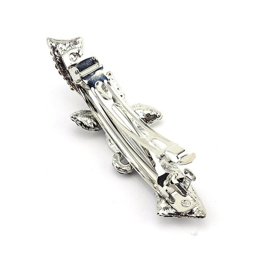 Women&#39;s Rhinestone Metal Hair Barrette Clip Hair Pin Antique Silver IMB2052, Brown