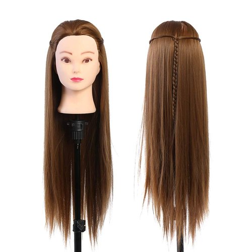 Mannequin Head Real Makeup Hairdresser Training Head Cosmetology Doll Head Blond Model Without Stand for Practicing Glamour Hairstyles
