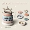 Ali+Oli Stacking Rings Baby Toy (Moon) - Infant Toys, Stacking & Building Toys, Toddler Learning Toys, Montessori Toys for Baby, Food-Grade Silicone Toys for Babies