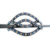 Generic Blue and gray crystal art deco black acrylic hair slide stick clip barrette