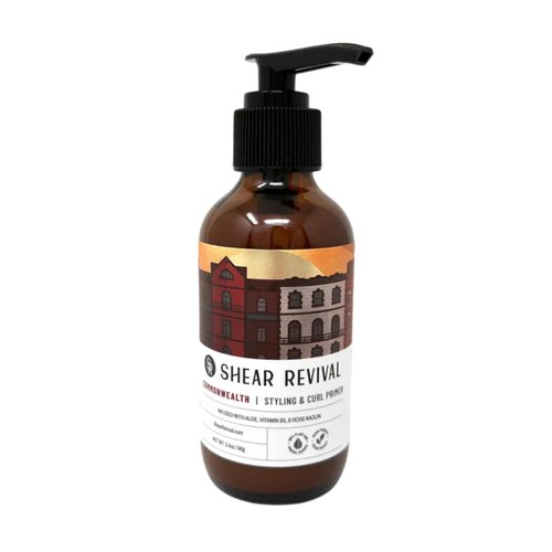 Shear Revival Commonwealth Styling & Curl Primer | Curl Defining Cream & Leave in Conditioner Reduces Frizz & Add Shine Volumizing with Rose Kaolin Clay Notes of Mandarin, Oakmoss, Galbanum 3.4oz