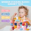 48 PCS Wooden Stacking Rocks Building Blocks, Sensory Toddler Learning Montessori Toys for 3 Year Old, Preschool Classroom Must Haves, Educational STEM Toys 3 4 5 6 Year Old Baby Girls Boys Gifts