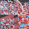 2ozs /Pack 3D American Flag White Star Red Sugar Granules Mixes Slices Supplies Polymer Soft Clay DIY Decoration for Nail Art Slime Kit DIY Cake Dessert Simulation Food RT-USFlag