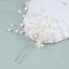 Allereyae Pearl Wedding Hairpins Barrette Pearl Flower Hair Pins Barrette Silver Pearl Bridal Headpieces Decorative Head Clip Headwear Bridal Hair Accessories for Women (Silver)