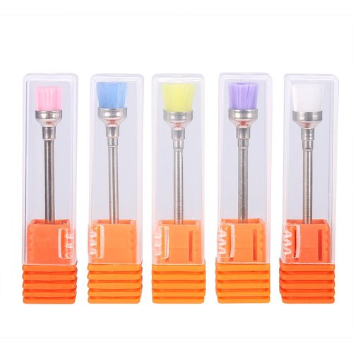 Dioche 5pcs Nail Polish Grind Drill Clean Brush, Nail Polish Clean Brush Head, Nail Drill Bit Set Cleaning Brushes for Electric Nail Drill Machine Nail Dust Remover