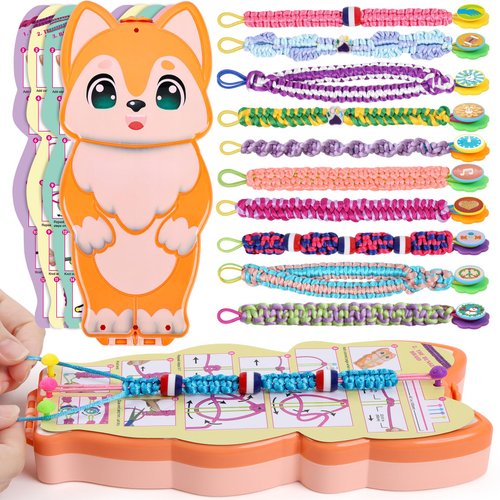 FUNiOi Bracelet Making Kit for Girls 8-10 12 Year Old - DIY Friendship Bracelets Crafts Toys for Kids Ages 6, 7+, Cool Birthday Gift Idea - Cute Squirrel Appearance Bracelet String Maker