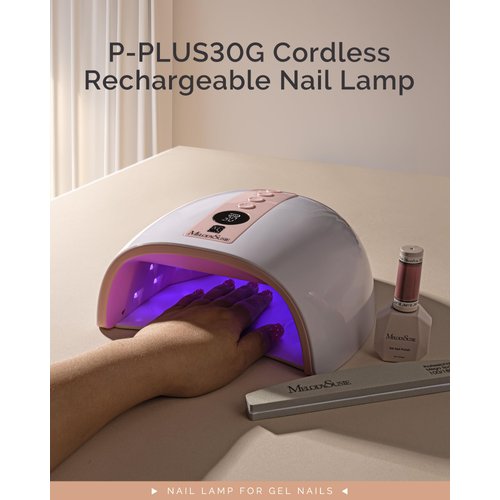 MelodySusie Rechargeable UV LED Nail Lamp, P-PLUS30G Cordless UV Nail Light for Gel Nails with 3 Timer Settings, Professional Nail Dryer for Salon & Home Use (Pink)
