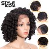 Style Icon 13" Afro Wigs Short Curly Wigs for Black Women Lace Front Side Part Synthetic Wigs (13 Inch, Jet Black 1#)
