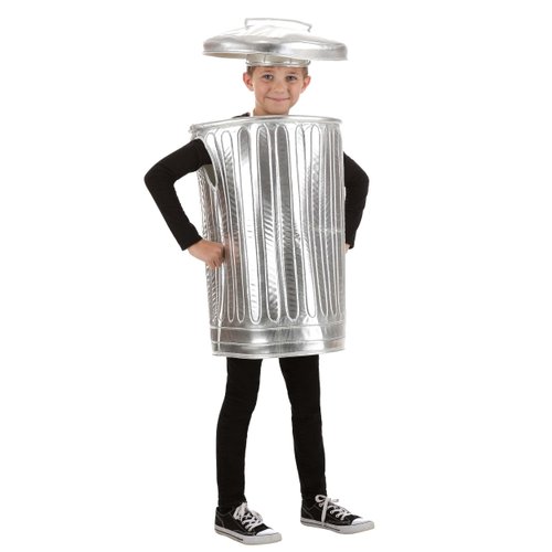 Kid’s Garbage Can Costume, Silver Trash Can Halloween