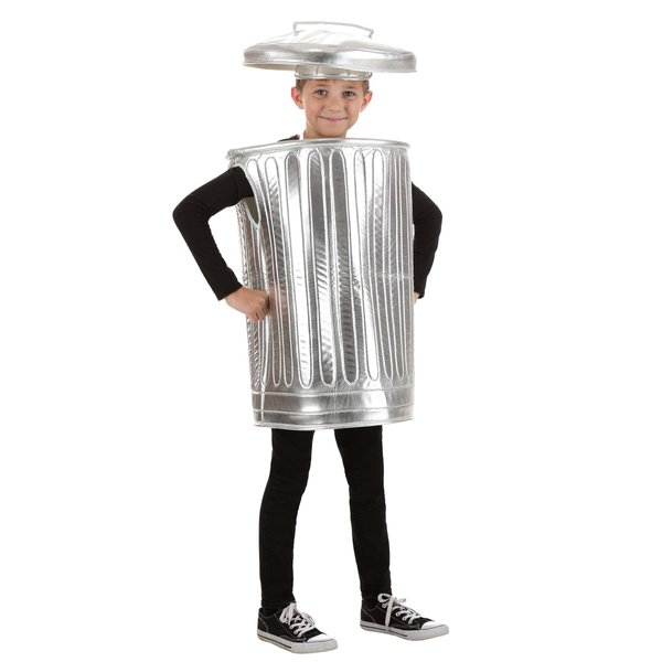 Kid’s Garbage Can Costume, Silver Trash Can Halloween