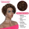 Rebecca Fashion Ombre Brown Curly Pixie Cut Lace Front Wigs Human Hair Water Wave Short Pixie Cut Wig Side Part 13x5.5x0.5 HD Lace Pixie Cut Lace Front Wigs Human Hair