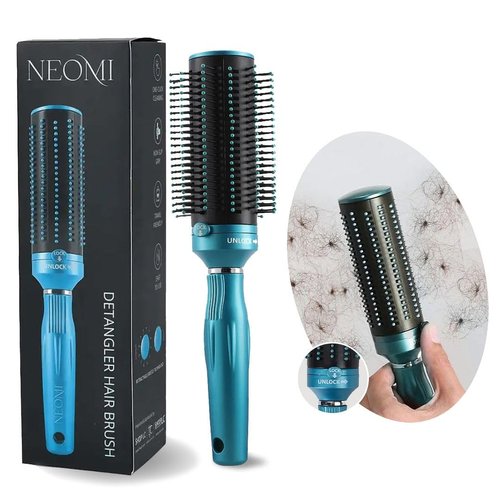 Self Cleaning Hair Brush Comb - Detangler Brush Round Brush for Blow Out - Easy Clean Roller Hair Brushes for Women Birthday Gifts (Multiple-Colors-2)