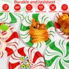 48Pcs Christmas Peppermint Candy Paper Plates Christmas dessert Cake Plates Candy Mint Happy New Year Disposable Party Supplies Set Holiday Xmas Peppermint Red Green Striped Decorations 7Inch