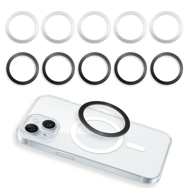 simarro 10Pcs Magnetic Ring for Phone Case, Magnetic Phone Ring Ultra-Thin Universal Metal Rings Sticker Magnetic Wireless Charging Ring Car Charger Conversion Accessories