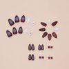 RTKHFZE Almond Fake Nails - Press on Nails Short Purple Gradient Press on False Nails with 3D Flower and Cute Cat's Paw Designs Nails Full Cover Acrylic Nails Stick on Nails for Women Manicure