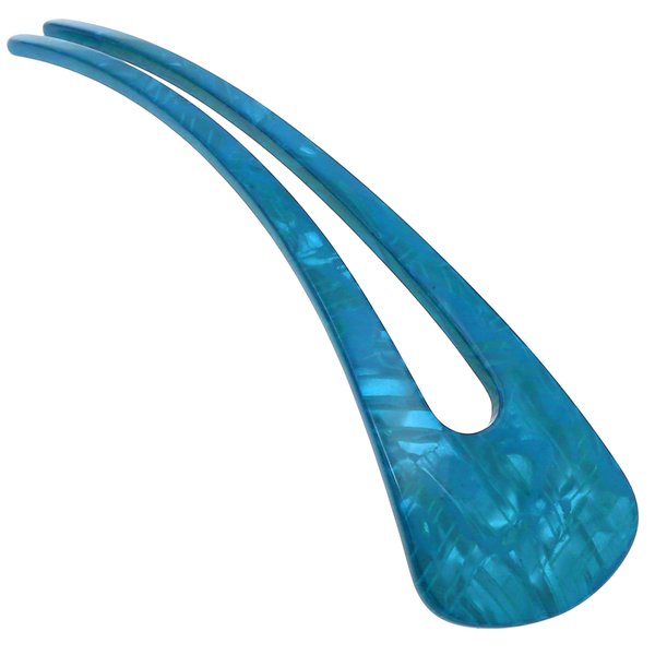 Camila Paris CP3165 French Twist Stick Clip Pins, Light Blue, Wavy Hair Pin U-Shaped Hair Fork for Girls Spiral Updo Chignon Bun Holder, Flexible Styling Hair Accessories for Women, Made in France