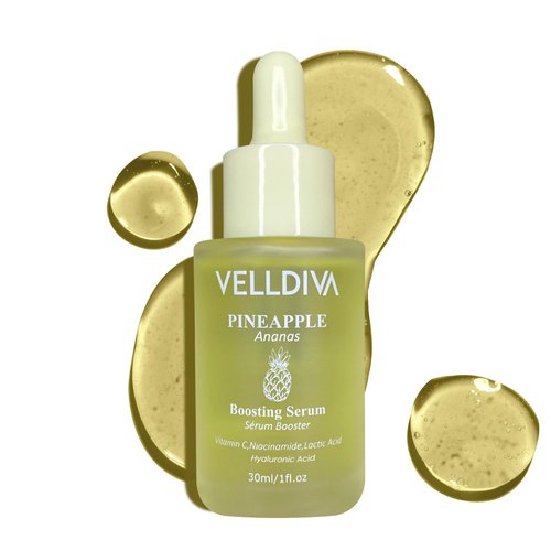 VELLDIVA Vitamin C Pineapple Boosting Natural Face Serum - Brightening Serum with Niacinamide & Vitamin C 15% for Radiant Skin, Dark Spots, Even Skin Tone, Fine Lines & Wrinkles, Anti Aging 1Fl Oz
