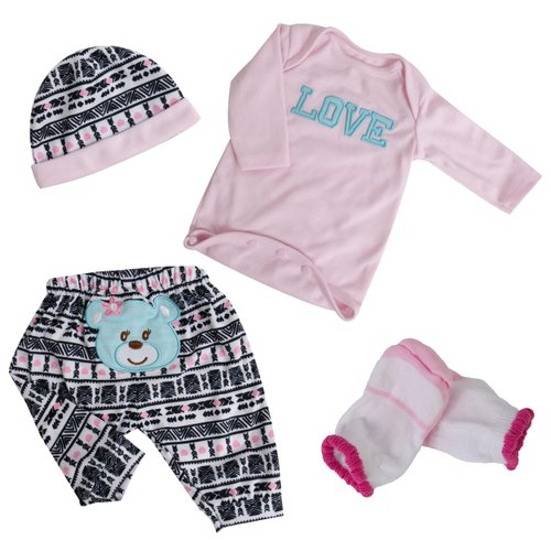 EKOKIZ Reborn Baby Dolls Clothes Girl Pink Doll Clothes Baby Clothes 17-22 Inches Baby Doll Clothes and Accessories for Newborn Baby Dolls Girl