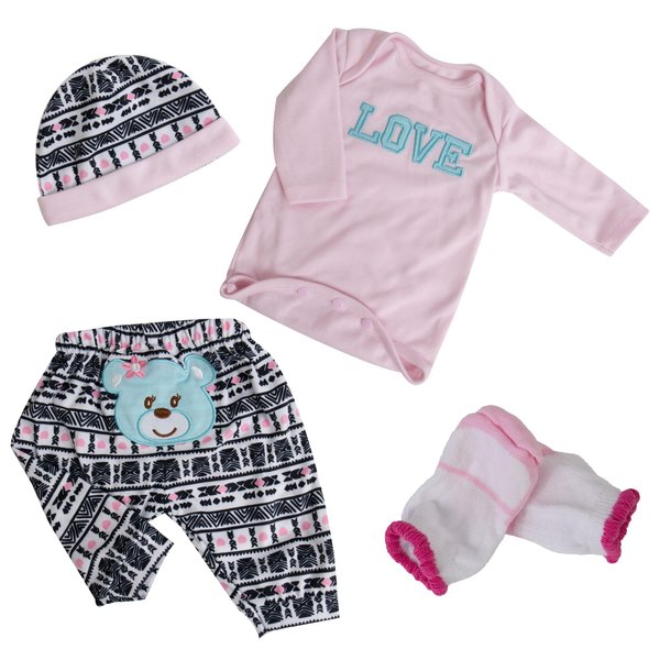 EKOKIZ Reborn Baby Dolls Clothes Girl Pink Doll Clothes Baby Clothes 17-22 Inches Baby Doll Clothes and Accessories for Newborn Baby Dolls Girl
