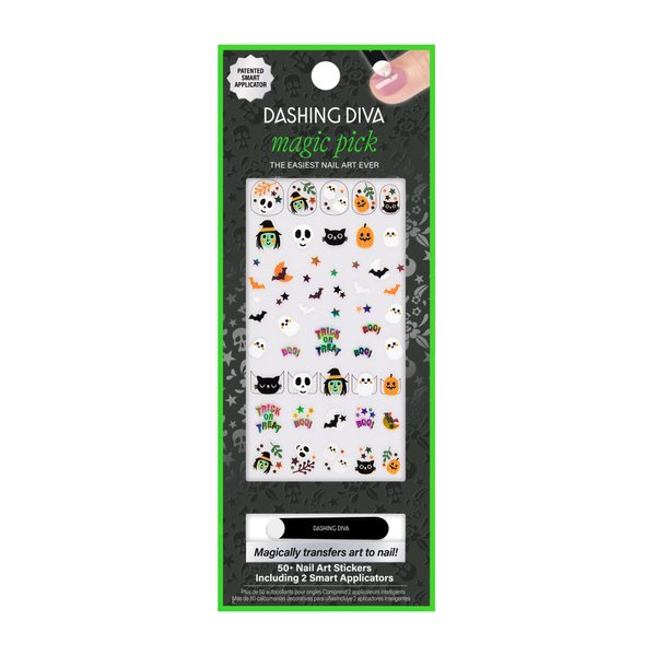 Dashing Diva Magic Pick Nail Stickers - Bag of Tricks | Easy Nail Art Stickets | Comes with 50+ Stickers and 2 Precision Placement Tools