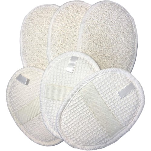 6 pcs/Set 4.3"×5.7" Natural Exfoliating Face Body Pad Loofah Sponge Facial Brush - Shower Scrubber - Body Bath Spa for Men & Women, Renewable Resource - Pack of 6